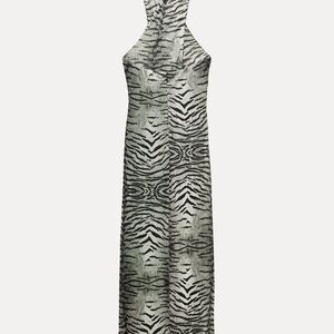 Zara Backless Zebra Print Dress - Black and White